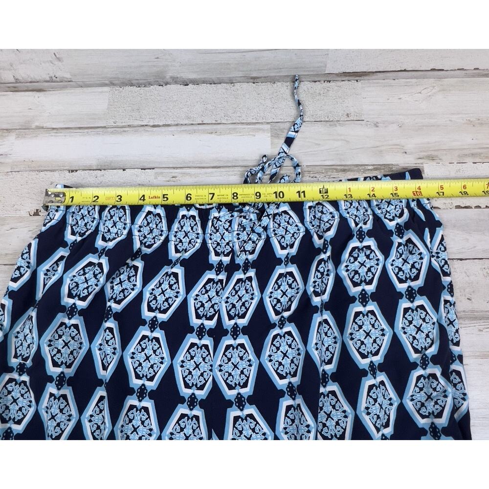 Crown & Ivy Size 1X Wide Leg Elastic Pull-On Palazzo Pants Blue Yellow Pockets - Picture 5 of 7